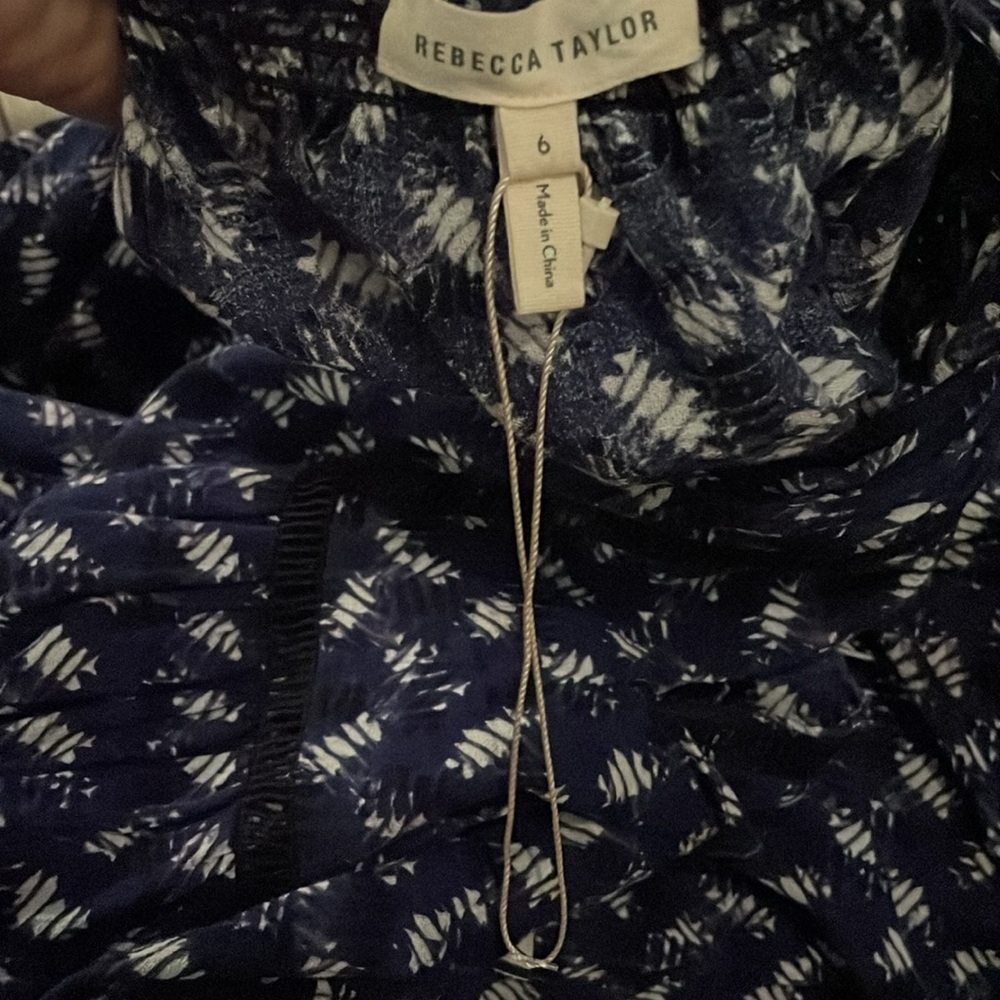Rebecca Taylor Blue White Abstract Print Criss-Cross Weave Maxi Dress Size 6 - Picture 8 of 8